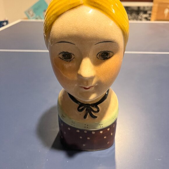 Other - Vintage Ceramic Scandinavian Lady Head Vase Style Folk Art Flower